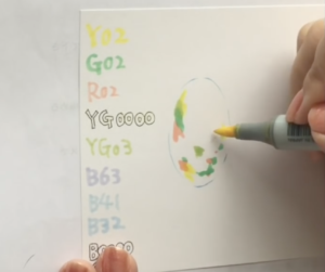 オパールの有色部分を塗る