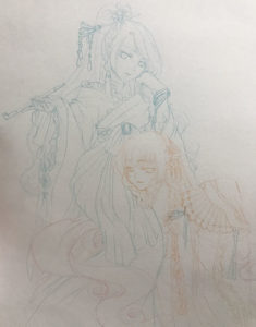 複数の人物を描く時などは、人物ごとにシャーペンの色を変えればわかりやすくなる