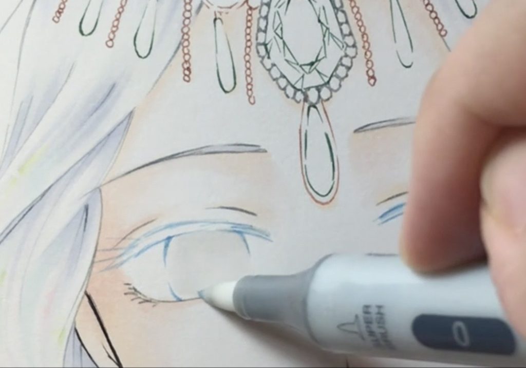 0番(カラーレスブレンダー)を下塗り