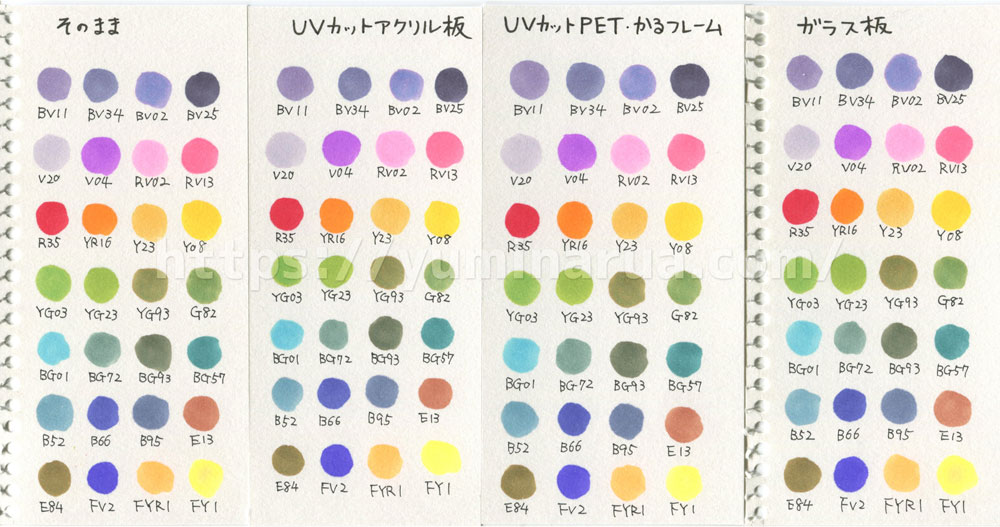 コピック退色実験1ヶ月半後（最初）