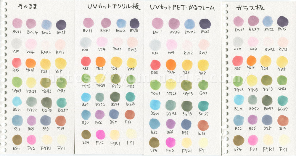 コピック退色実験1ヶ月半後（窓際）