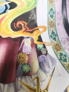 マスキングを剥がしたあと、柄の陰影や色味を追加で塗り足せばOKです。