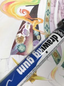 着物や洋服の柄を塗る時のマスキング使用例