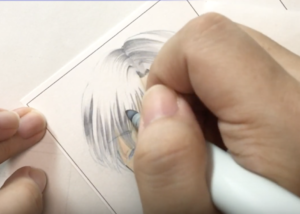 銀髪の塗り方2：ベースになる色を影の上から重ねて、ハイライトに向かってグラデーションを作っていく