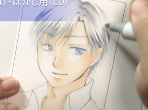 銀髪の塗り方3:ぼかし用の色を上から重ねて自然なグラデーションを作る