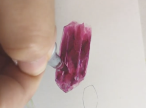 ぼかすと全体的に色が薄くなるので、再度濃い色（RV17・RV19など）を使って陰影や表面の凸凹描きこむ