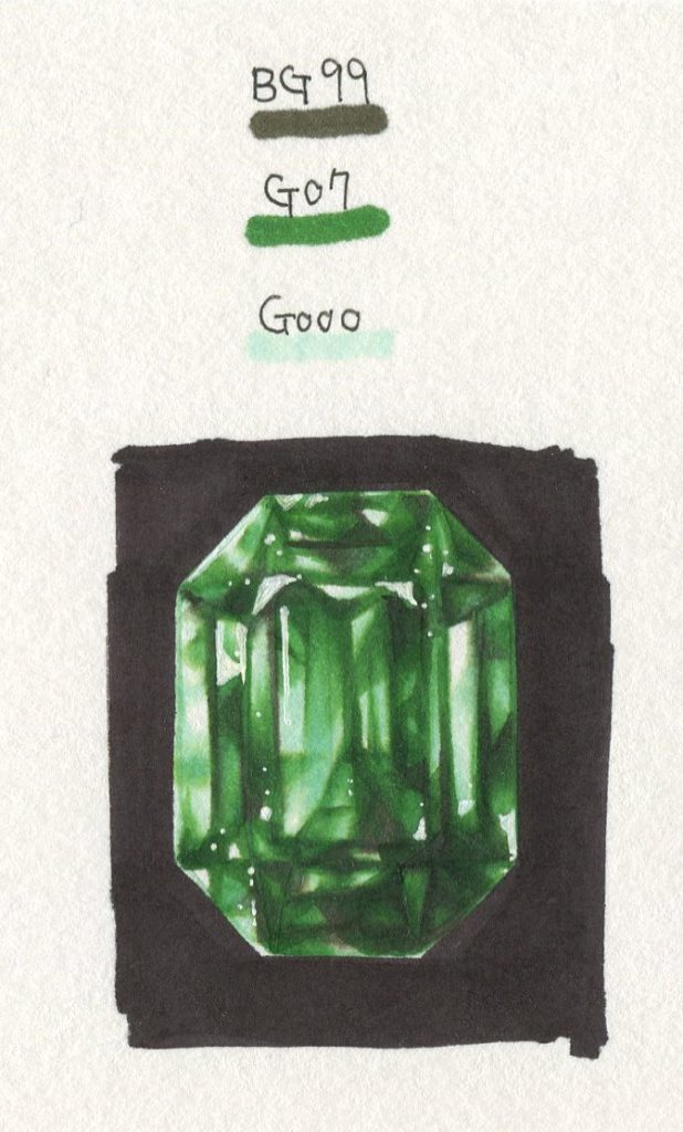 コピックでエメラルドの塗り方1